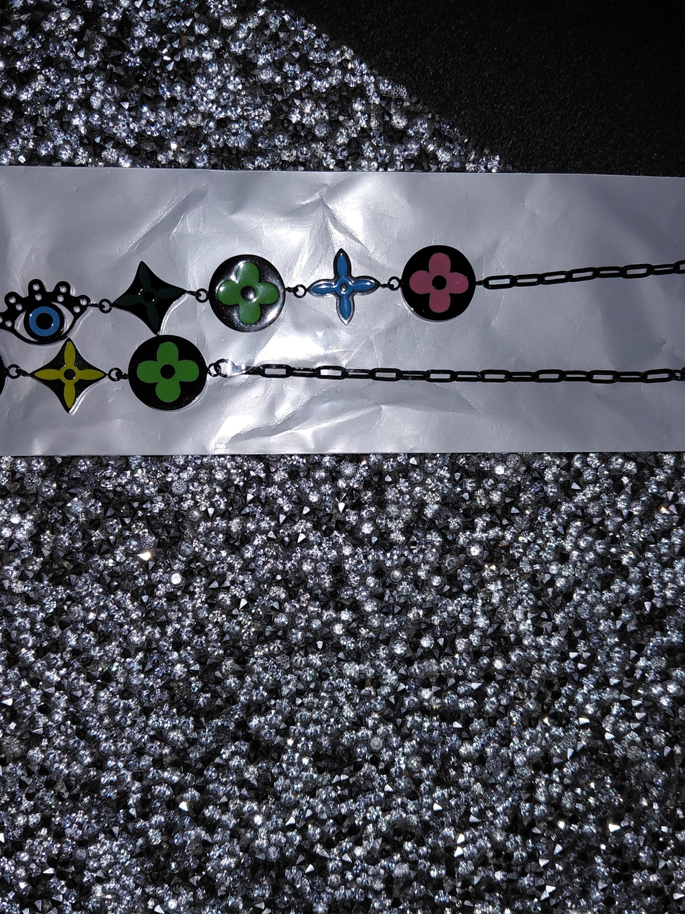 Colorful Enamel Charm Chain Necklace - Multi Color